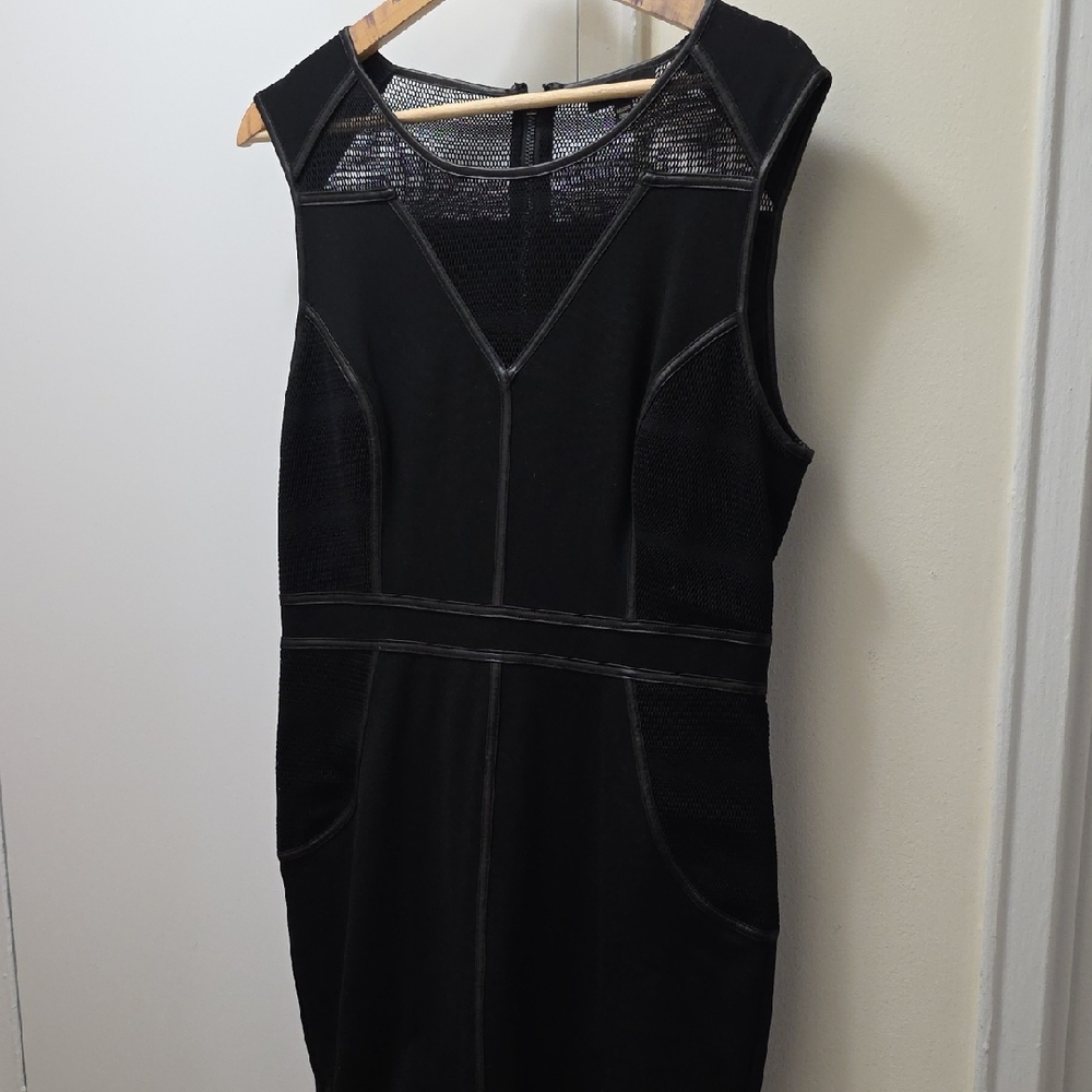 bebe Black Mesh Panel Mini Dress